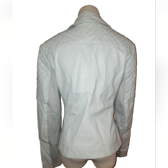 Express Faux Leather Biker Jacket Quilted Gray Medium - Picture 4 of 11